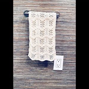 Pair of Ecru Hand Knitted Hand Towels, 24 x 7”, NEVER USED, Farmhouse Style